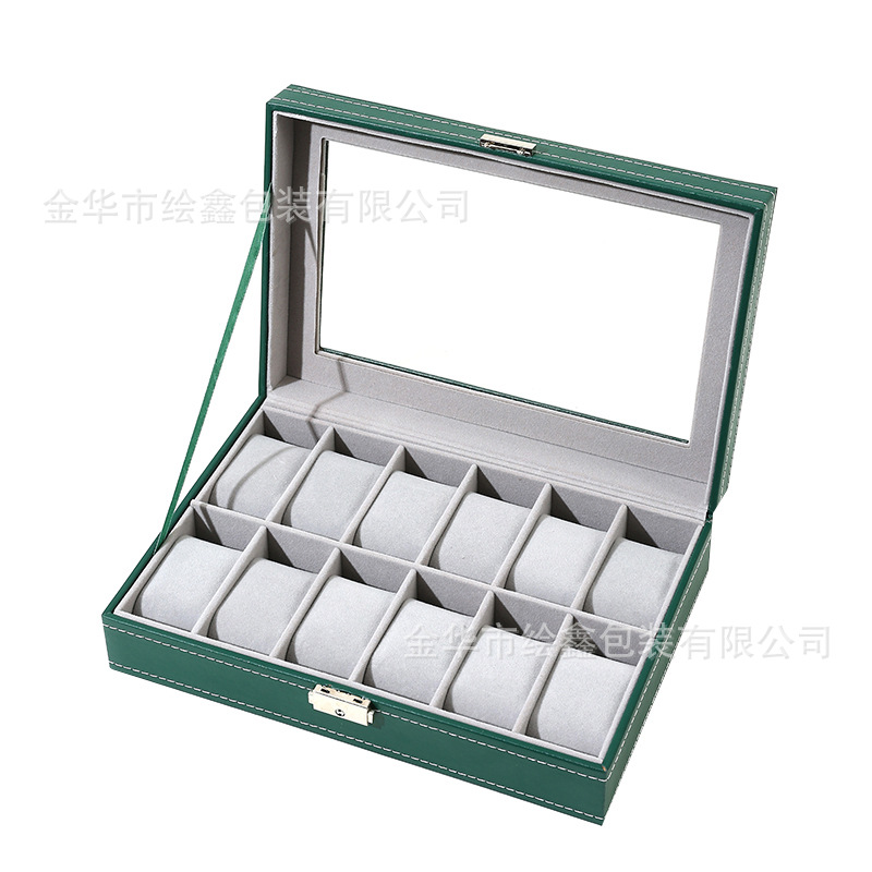 Caja de reloj Venta al por mayor Caja de accesorios de almacenamiento de relojes de alta gama Reloj de cuero spot Caja de exhibición de almacenamiento de ventana transparente