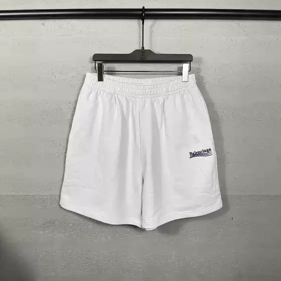 2025 Spring and Summer New Cross-Border B Family Paris Wave Classic Logo Embroidered Shorts for Men and Women, the Same Trend
