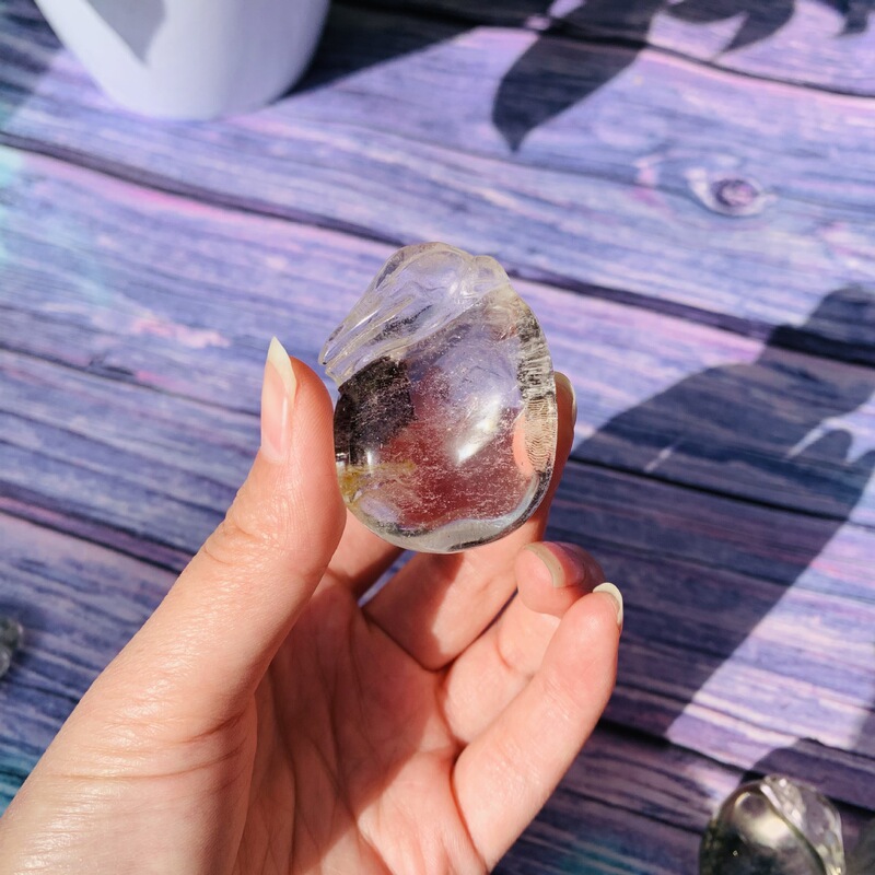 水晶吊坠 天然绿幽灵原石雕刻钱袋水晶挂饰 图 9
