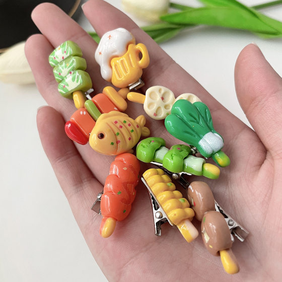 Cartoon fun barbecue string duck bill clip hair clip sweet cute girl style side bangs hair card accessories hair accessories