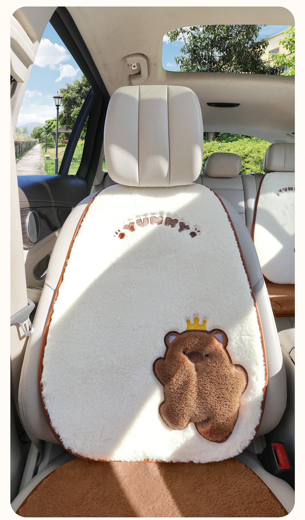 Car Seat Cushion Winter Universal Cartoon Seat Pad Half-Cover Cushion Simple Car Mat Rear Seat Cute Plush Cushion