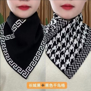2025 Winter Double-Layer Velvet Triangle Scarf for Girls to Keep Warm When Riding Outdoors and Cervical Spine Protection Korean Style Versatile Cold Protection
