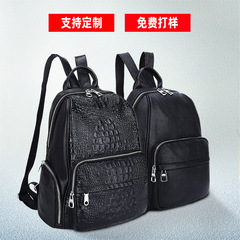新款鱷魚紋真皮女士雙肩單肩斜挎包包韓國復古雙背女包牛皮雙肩包