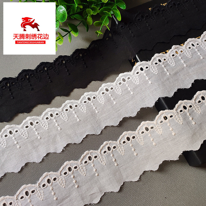 天腾批发条码花边棉布水溶刺绣蕾丝婚纱服装裙边袖边辅料宽5cm
