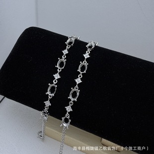 ��朿��Еr��Ů����S925���y�׽�ɫ��朿���4*6mm�ʌ��ǶDIY