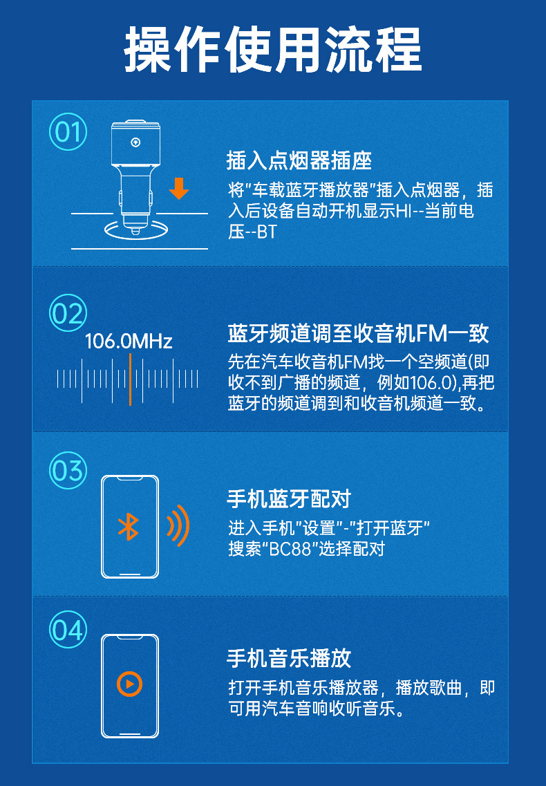 Suitable for Newman Car Bluetooth Receiver 5.3 Lossless Sound Quality Mp3 Player Car Cigarette Lighter to Charging