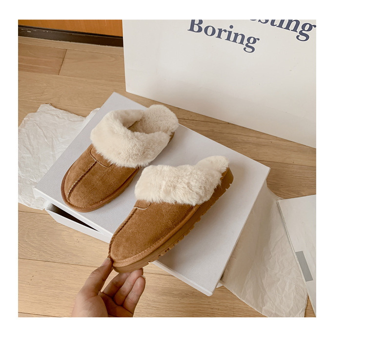 Pantofole di lana con suola spessa stivali da neve in pelle da donna con scarpe slip-on da donna_voghion.com