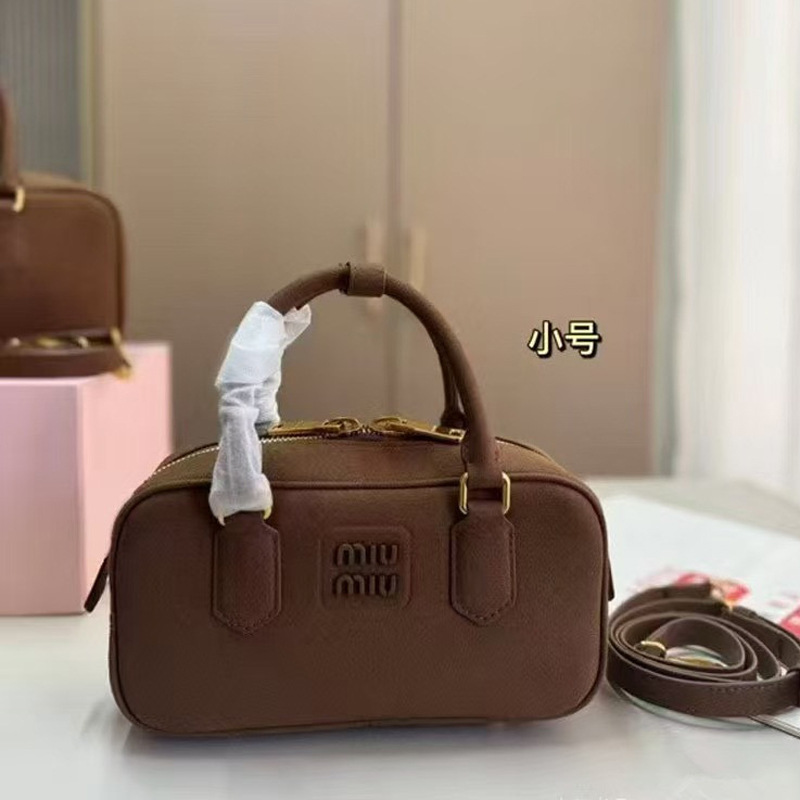 Miu Miu 2025 New Small Boston Pillow Bag Retro Fashion Single Shoulder Crossbody Commuter Small Square Bag Trendy