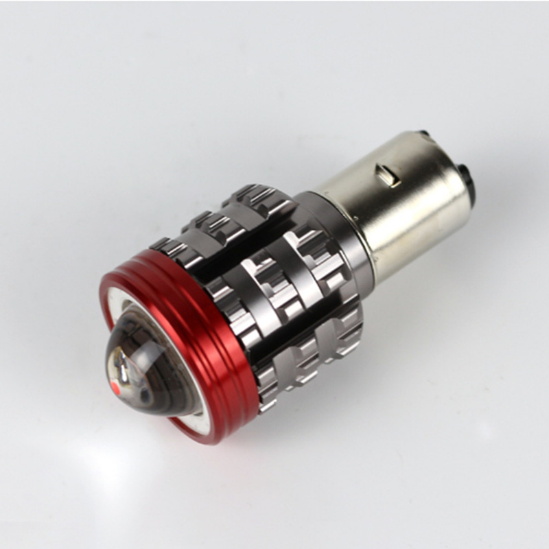 Ángel azul y rojo ojo de lámpara de foco para automóviles eléctricos motocicleta LED flash superbrillante faro lente ojo de pez pequeño cañón de acero