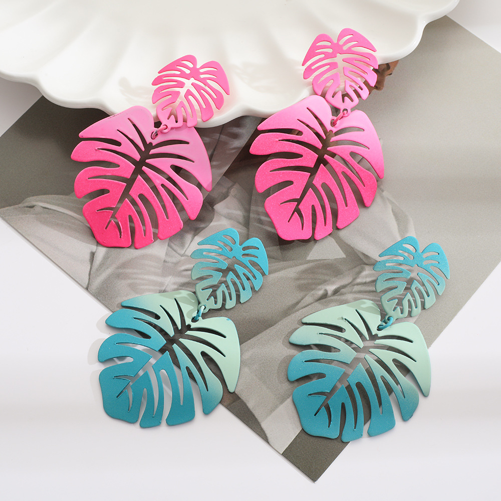 24g Weight Wholesale Jewelry Vintage Style Geometric Round Gradient Color Metal Plating Drop Earrings