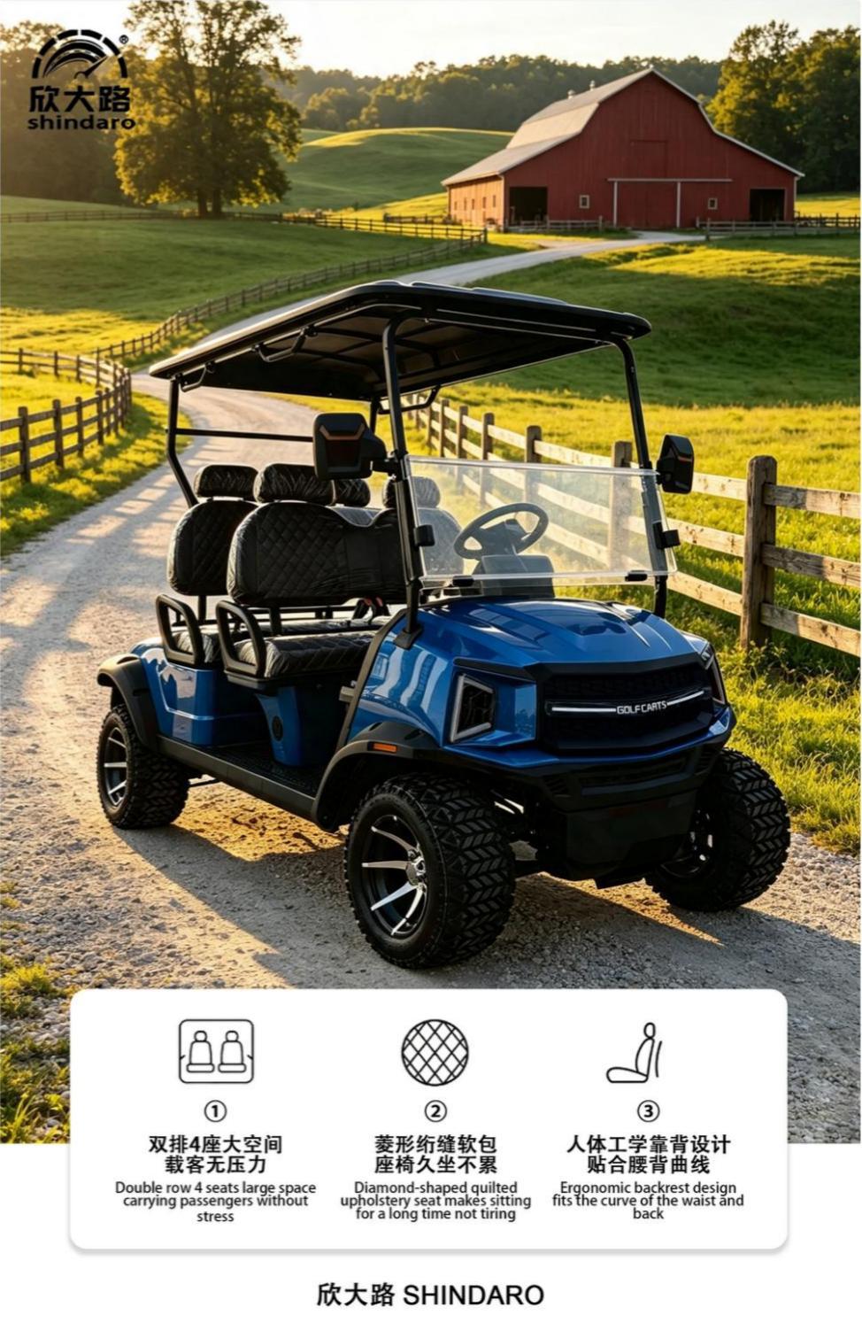 New golf cart with 5-year cross-border warranty, dual-arm front suspension, split rear axle, exclusively supplied for foreign trade