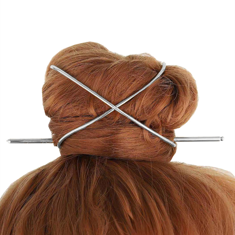 Comercio exterior nuevo irregular curva horquilla de metal europeo y americano bola cabeza Cruz metal accesorios para el cabello fábrica al por mayor