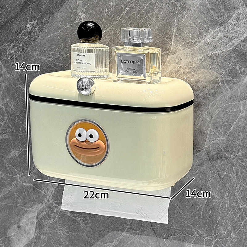 Caja de pañuelos para inodoros, caja de papel higiénico impermeable sin perforaciones montada en la pared, caja de dibujo creativa de alto valor para el baño