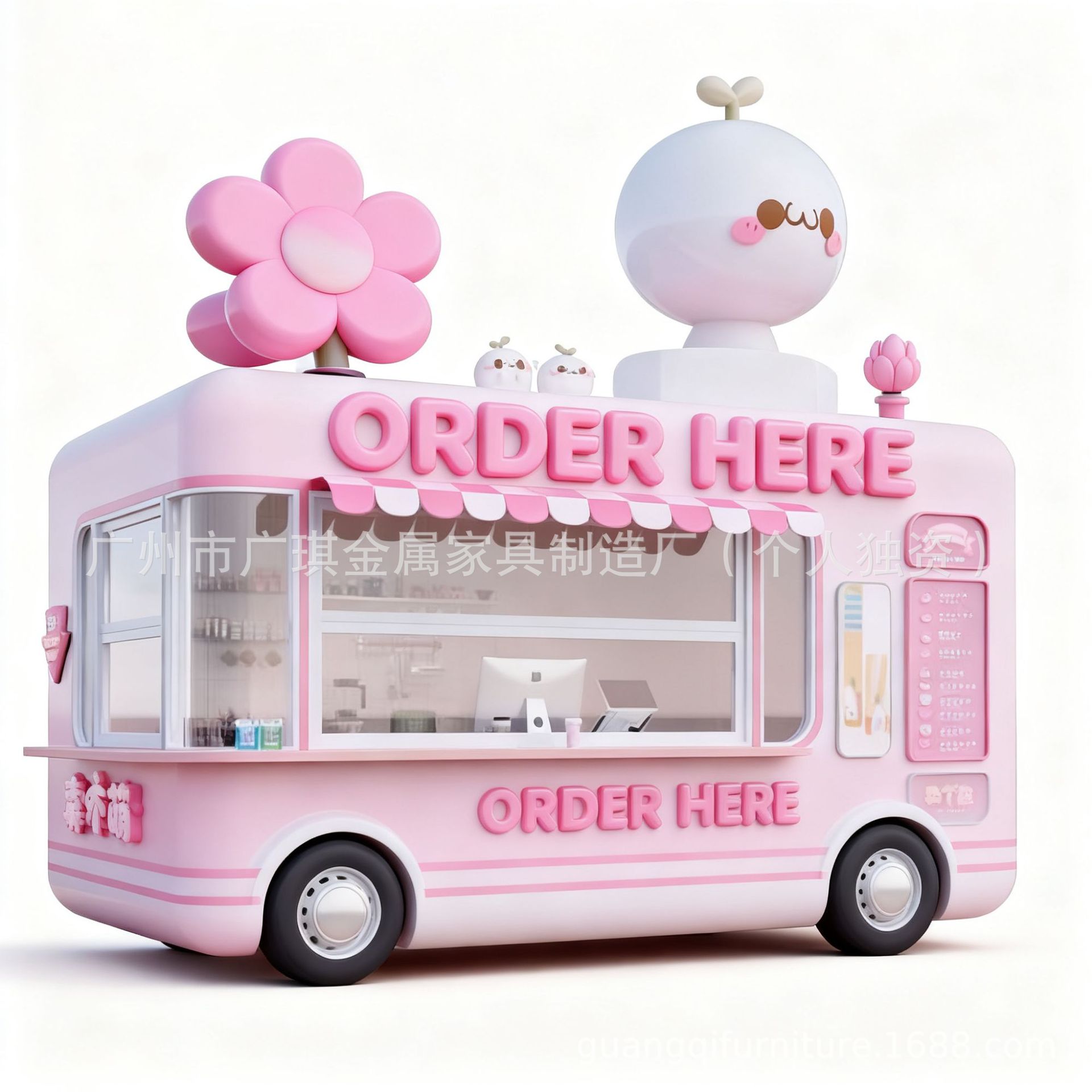 金属移动餐车户外流动售货亭广州餐车工厂流动商亭制作