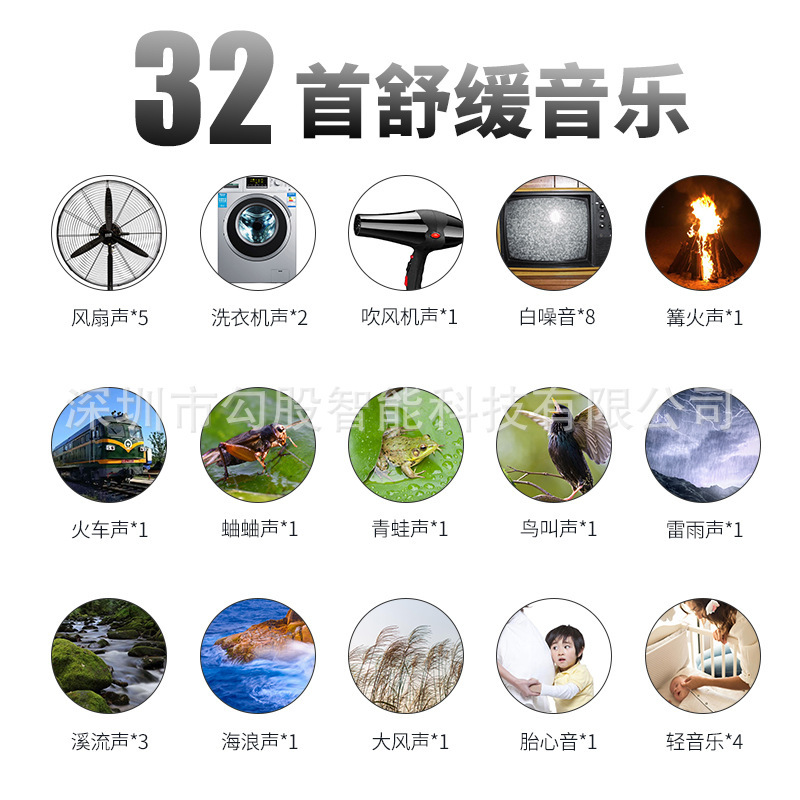 越境ホワイトノイズ睡眠補助器スピーカー、睡眠を助け、心を落ち着かせるナイトライト、赤ちゃんを落ち着かせる、不眠症を改善する、ベッドサイドホワイトノイズ|undefined