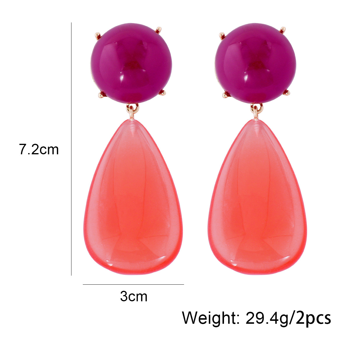 1 Pair Casual Round Water Droplets Enamel Inlay Resin Resin Drop Earrings display picture 1