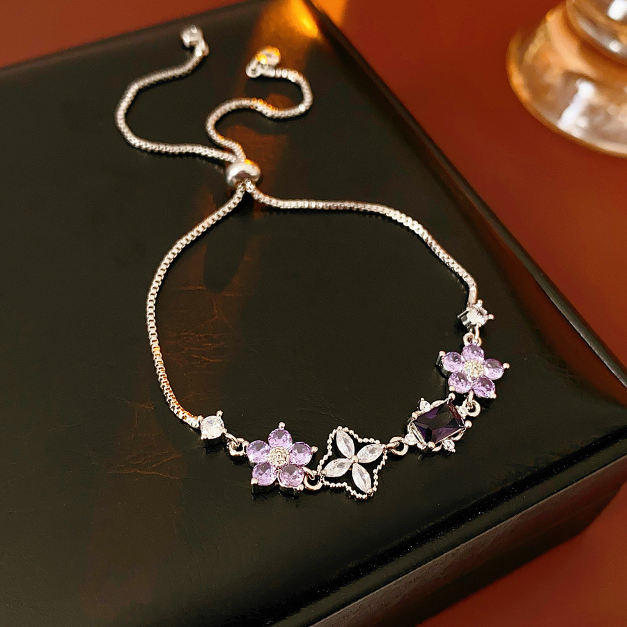 Transfronterizo flor de zircón pulsera de extracción lujosa alta sensación de moda pulsera versátil diseño de nicho joyería de mano mujer image 7
