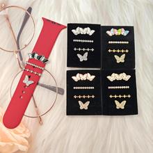 跨境硅胶表带装饰环蝴蝶铆钉树脂镶钻套装AppleWatch表带装饰钉