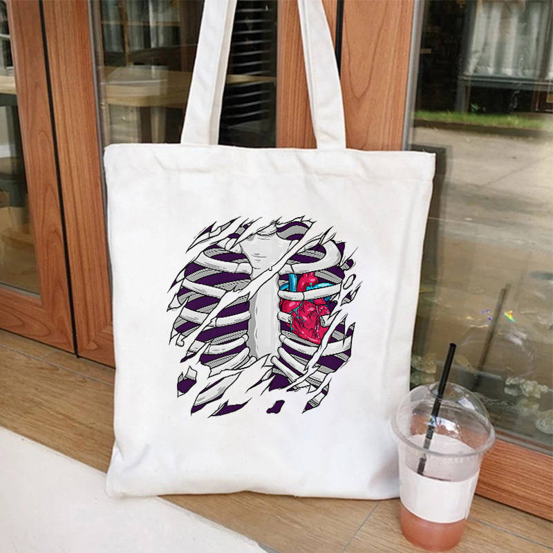 Halloween calavera impresa bolsa de lienzo 35 * 40 bolsa de gran capacidad para comprar bolsas de mano venta caliente transfronteriza 0902 - 8