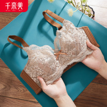 千奈美内衣女无海绵超薄款全罩杯大胸显小bra文胸上托聚拢胸罩