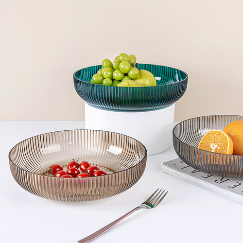 PET material fruit plate snack plate Chinese daily dining fruit plate household three-color simple fruit snack plate