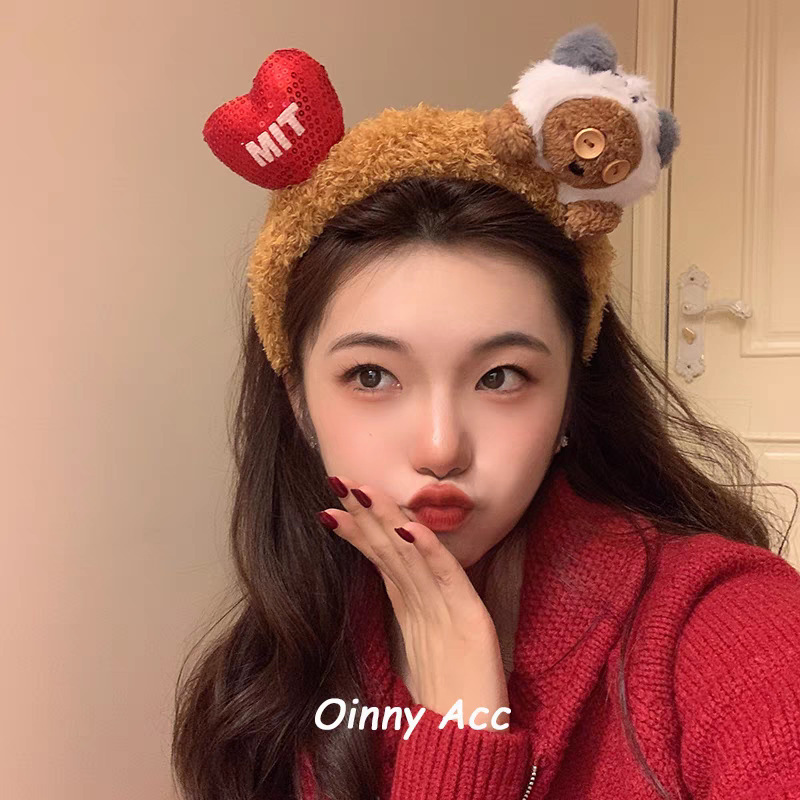 遊園地の女の子のかわいいぬいぐるみパンダフィーベア耳カチューシャ女性の写真ヘアピン洗顔カチューシャヘアアクセサリー|undefined