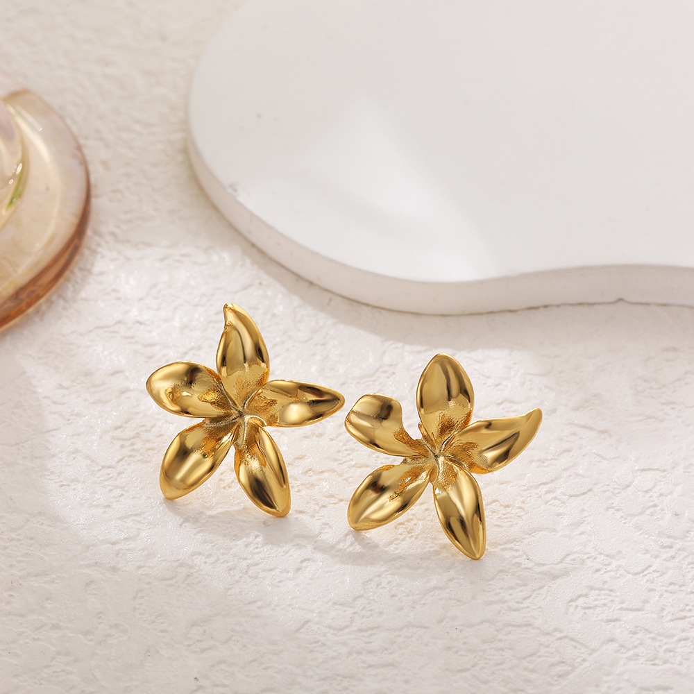 13g Weight Titanium Steel Ear Needle Material Ear Studs Classification 1 Pair Quantity Daily Occasion Titanium Steel Material Flower Pattern All Seasons Season Women's Gender Polished Finish Mixed Metal, Plating Design Elegant Style 1 Pair Elegant Flower Mixed Metal Plating Titanium Steel Ear Studs 7