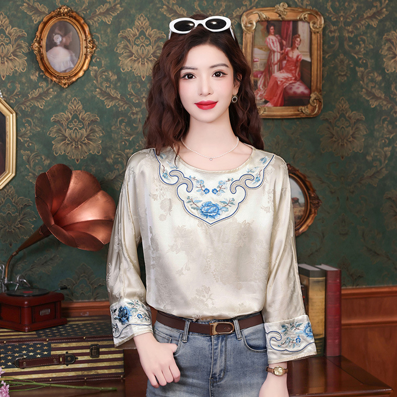 B6905 1900K ÁO SƠ MI NỮ SHED)ST MÙA HÈ PHỤC CỔ CỔ ĐIỂN THÊU HỌA TIẾT HOA THỜI TRANG NỮ G05 SẢN PHẨM MỚI