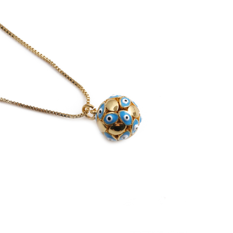 cross-border copper-plated real gold dripping eye ball pendant Devilu0027s eye necklace