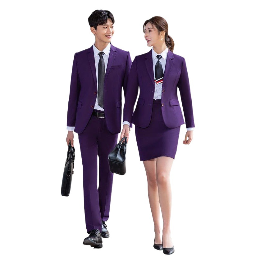 Men and women with the same high-end suit purple business attire bar KTV Foreman suit hotel work clothes embroidered logo
