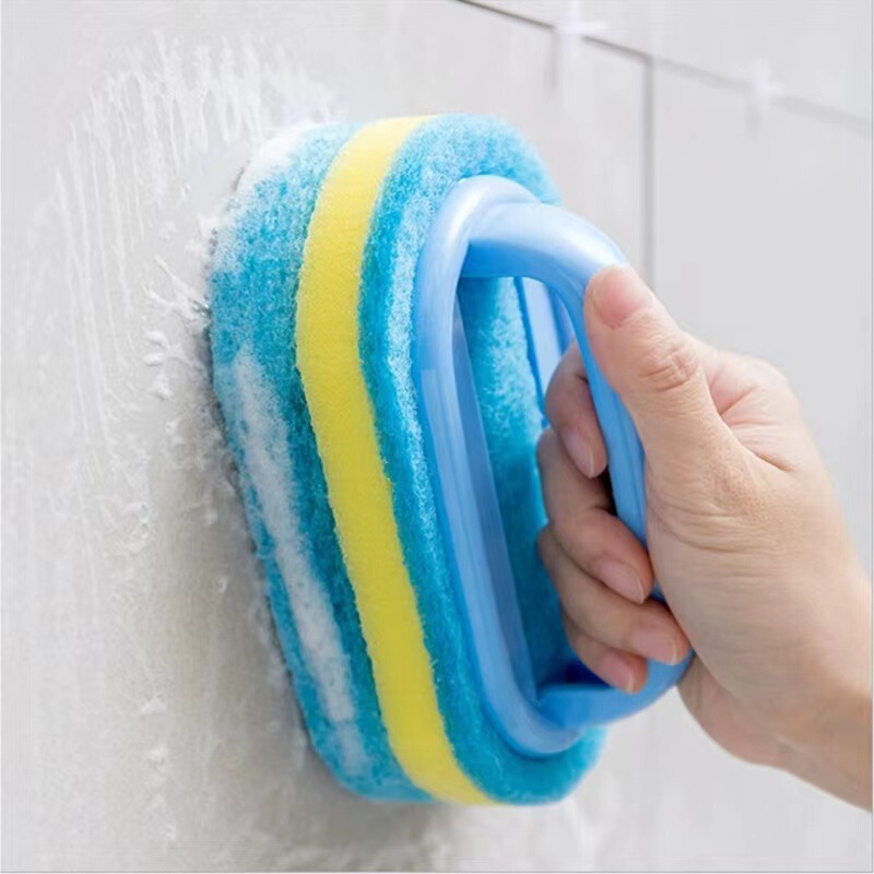 Household Bath Brush Wash Basin Sponge Brush Toilet Bathroom Wall Countertop Tile Cleaning Brush Kitchen Sponge Brush