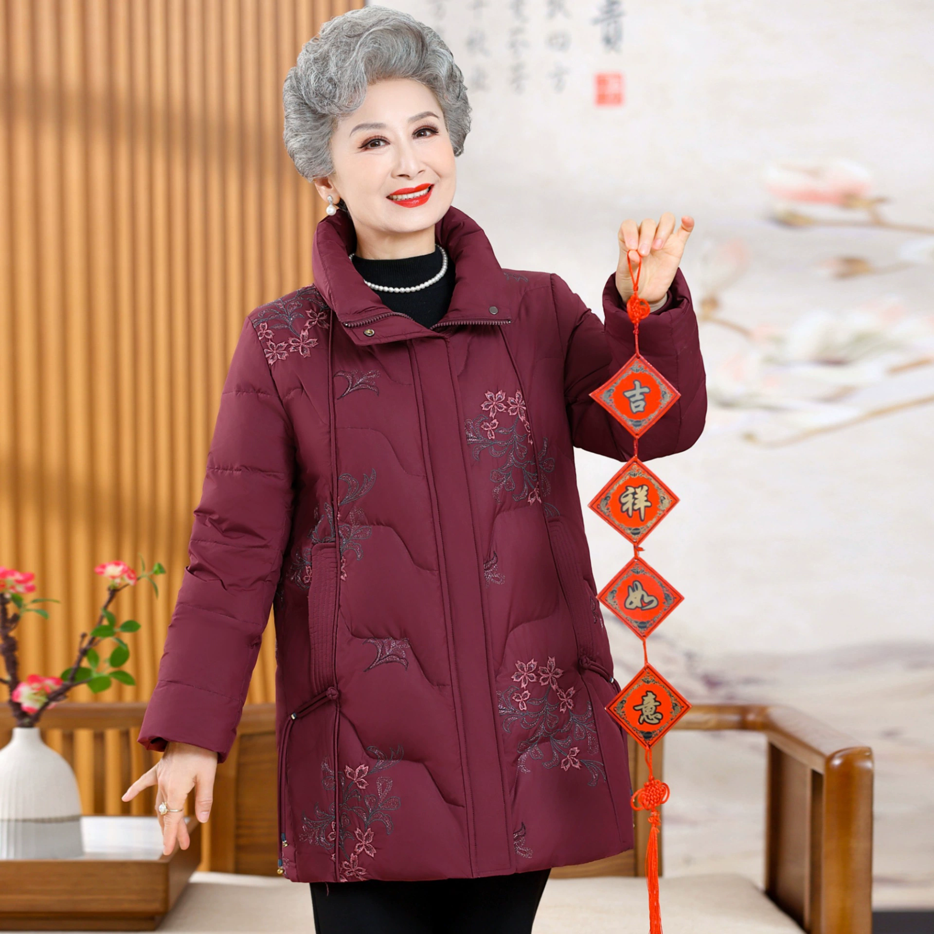 Среднее и длинное пальто пуховик для пожилых людей