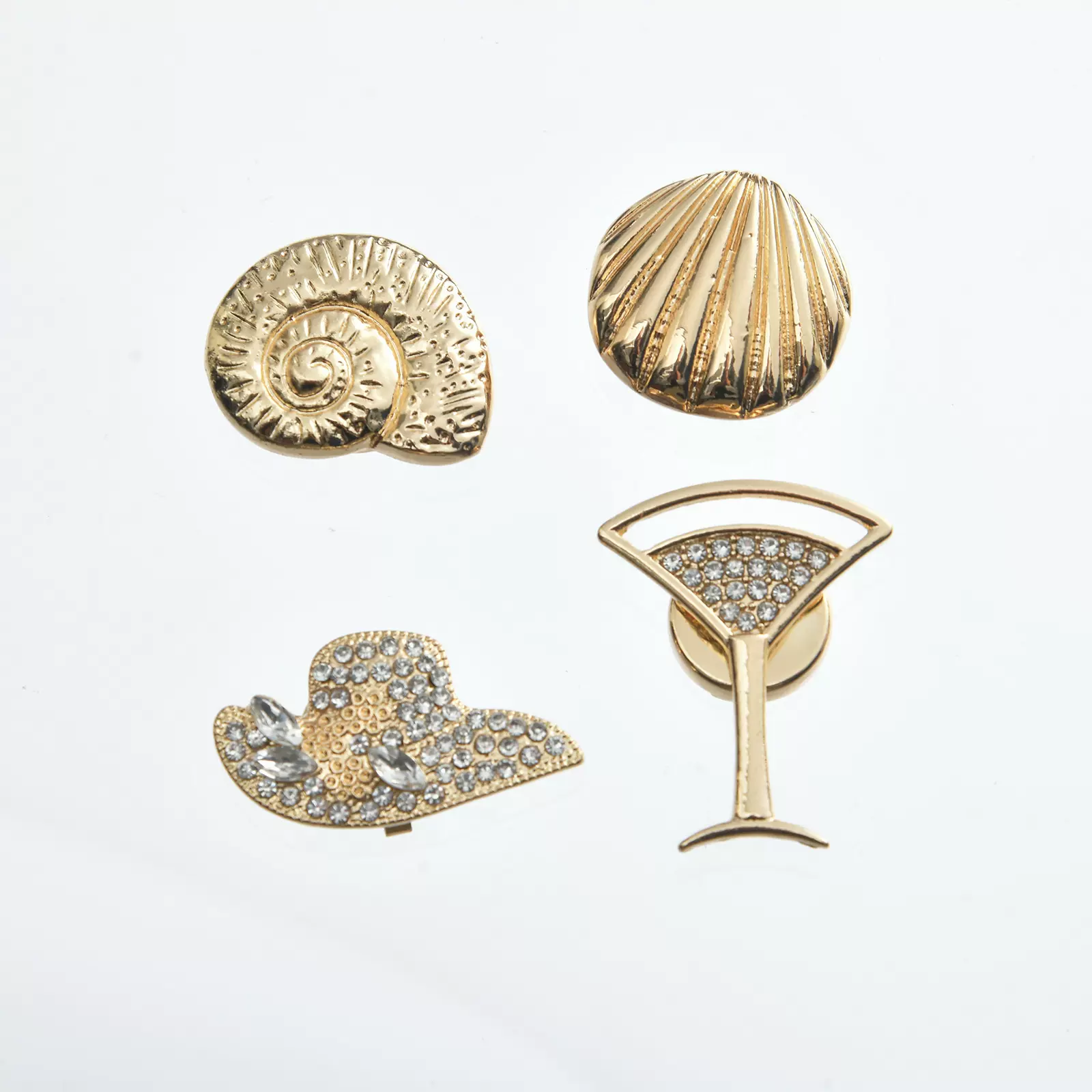 欧美沙滩海洋系列珍珠袖扣复古简约条纹装饰扣个性潮流服装衣领