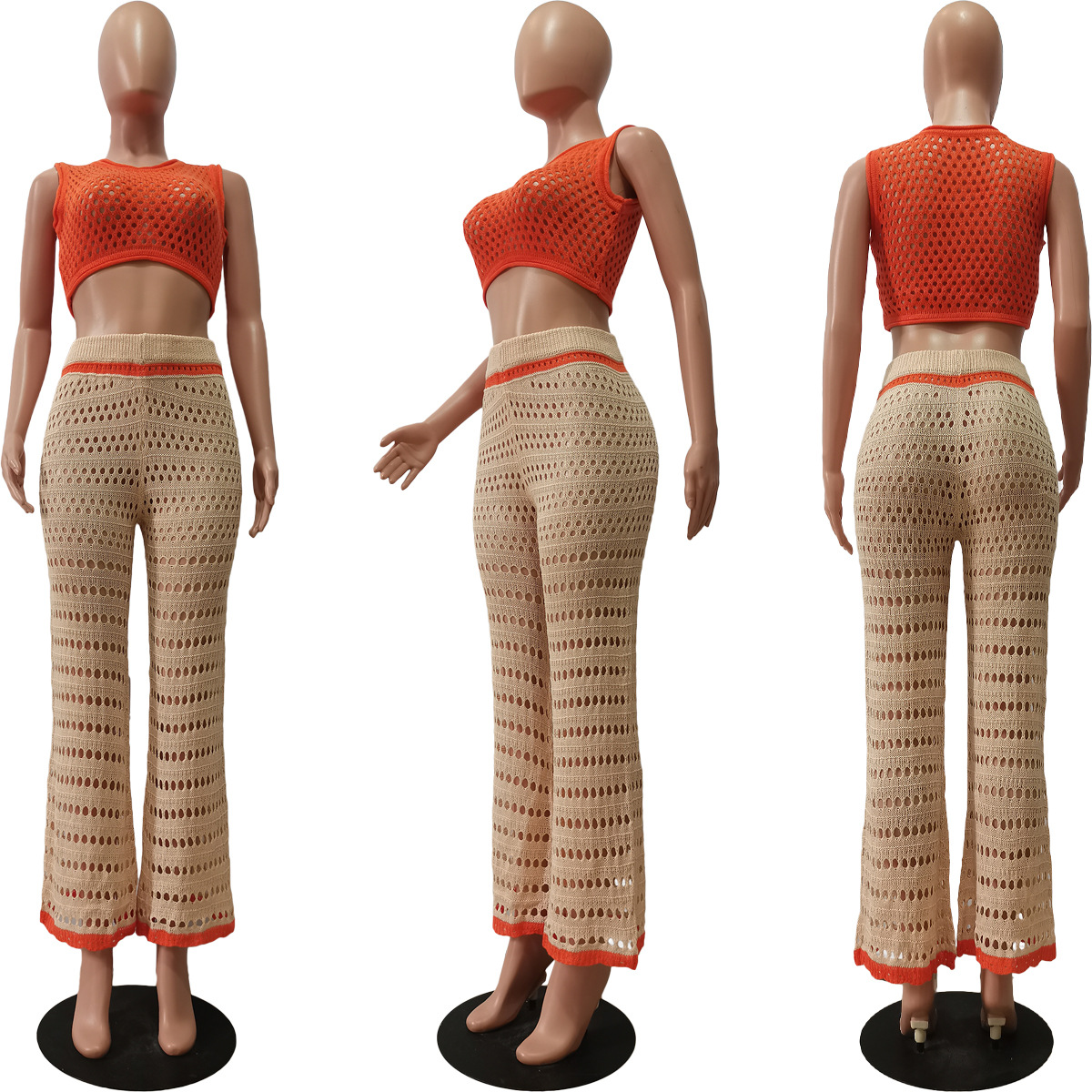 Urban Fashionable Knitted Hand Crochet Outdoor Sports Casual Suit Women Clothing