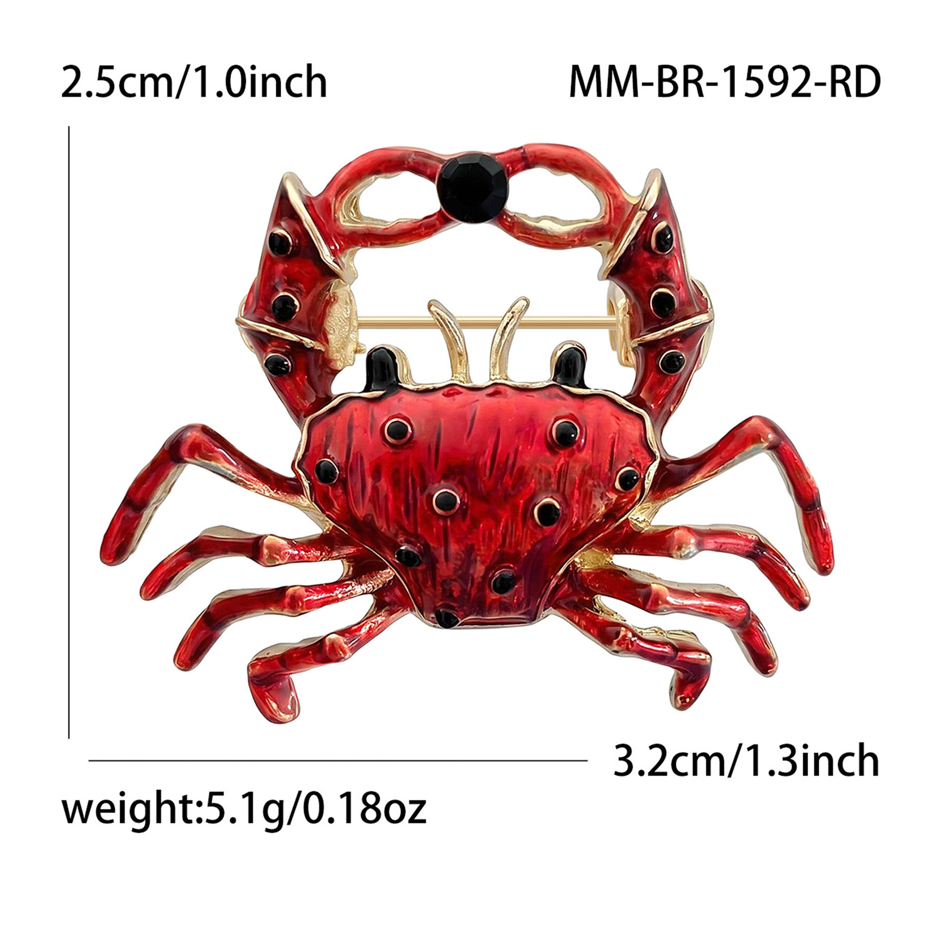 Korean-Style Creative Alloy Enamel Crab Brooch, Fashionable and Simple Suit Shirt Brooch Accessory: Br1592