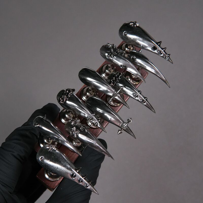 European and American Foreign Trade Cross-Border Pure Handmade Dragon Scales and Claws Wearable Nails, Dark Punk Style Cross Nails, Popular Finished Product