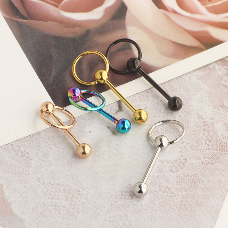 14G Externally Threaded Steel Tongue Barbell Heart Peach Tongue Ring Rose Gold Body Piercing Jewelry detail image 9