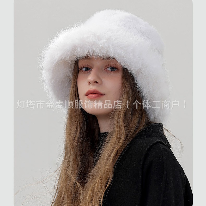 Nuevo sombrero de pescador de piel de imitación de alta calidad, terciopelo de otoño e invierno, protección para los oídos cálida, cara, pequeño sombrero de piel de zorro de color sólido