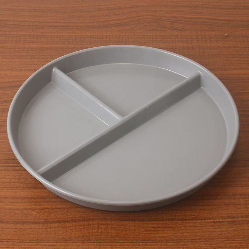 Plato redondo de tres compartimentos para reducir la ingesta de grasas, plato doméstico dividido anticaída de paja de trigo, juego de platos para desayuno Amazon