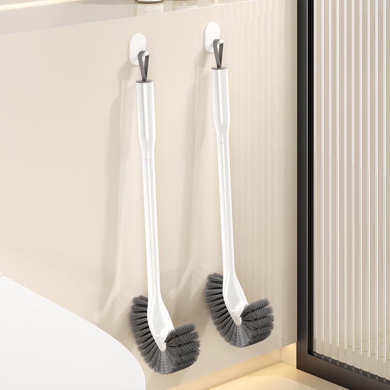 Household curved toilet brush, no dead corners, soft bristles, long handle, bathroom cleaning brush, wall-mounted toilet cleaning brush