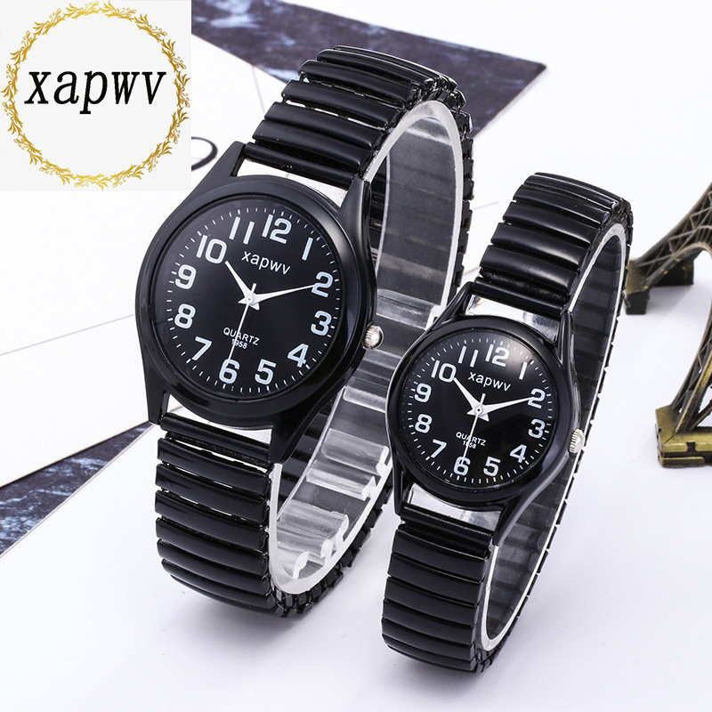Large Dial Watch Men's Simple Women's Quartz Watch Charon Xapwv Gun Case Steel Strap Couple's Watch for Men and Women