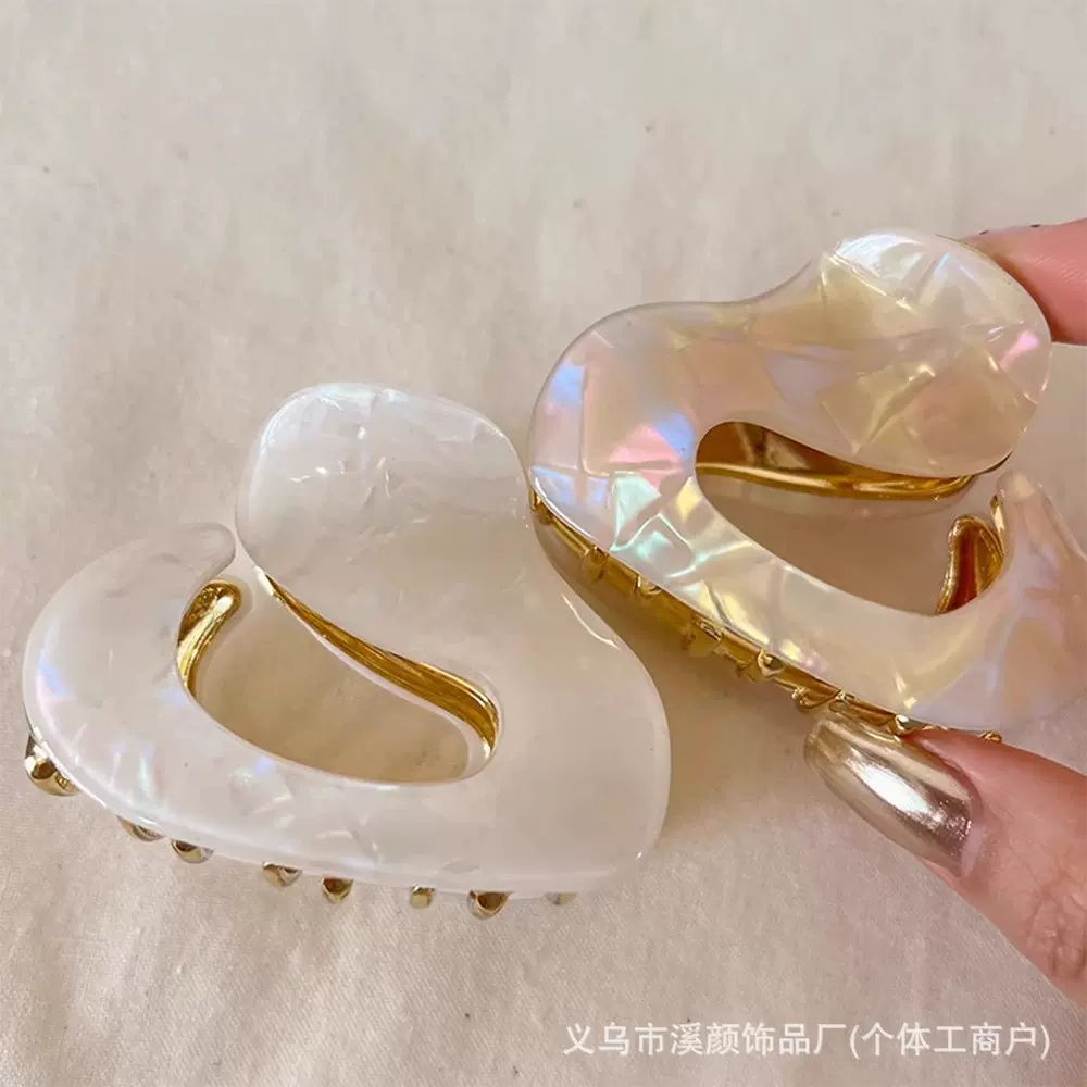 炫彩人鱼姬醋酸抓夹高马尾抓夹后脑勺盘发鲨鱼夹半扎发夹饰品批发