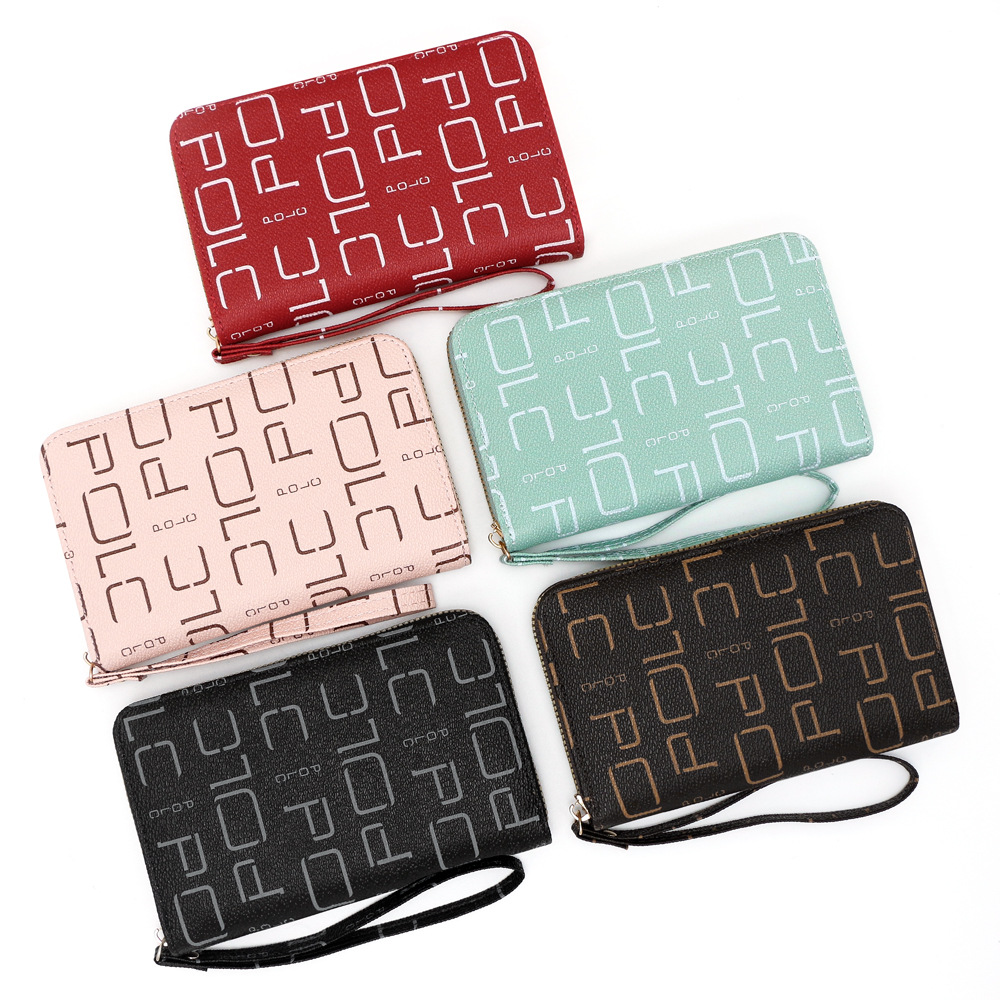 Nuevo bolso de tarjetas de mujer billetera con cremallera de moda impresión de tendencia bolso de tarjetas de visita de gran capacidad bolso de mano bolso de cambio al por mayor