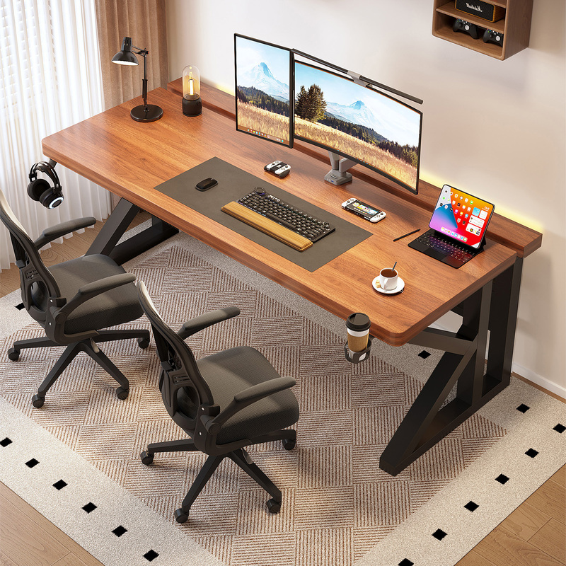 Solid Wood Computer Desk Bedroom Home Desk Desktop Desk Can Be Equipped with Robotic Arm Two-Stage Double E-Sports Table
