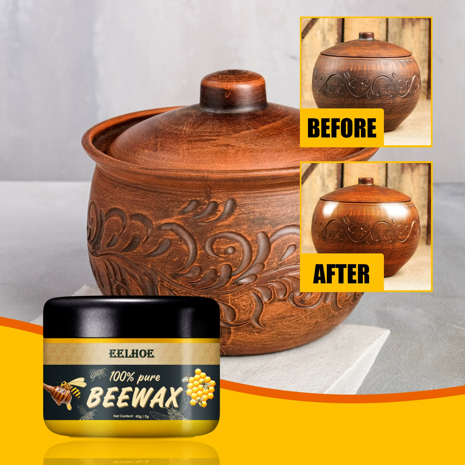 EELHOE натуральный пчелиный воск для ежедневного ухода за полом, уход за мебелью, полировка, водонепроницаемый, против высыхания, осветляющий деревянный пчелиный воск