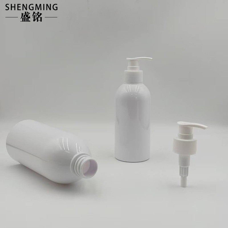 300ML500ML ホワイトローションボトルシャワージェル空ボトル PET ボディローションボトルプレスシャンプーボトル|undefined