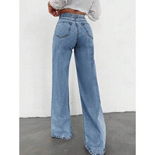 D 20621 High Waist Wide Leg Ripped Jeans �����ƶ�ţ�п�