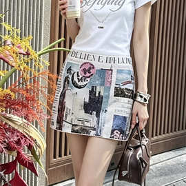 2026夏季新款女装美式个性辣妹风甜酷珠片半身裙高腰短裙 3K2SB15