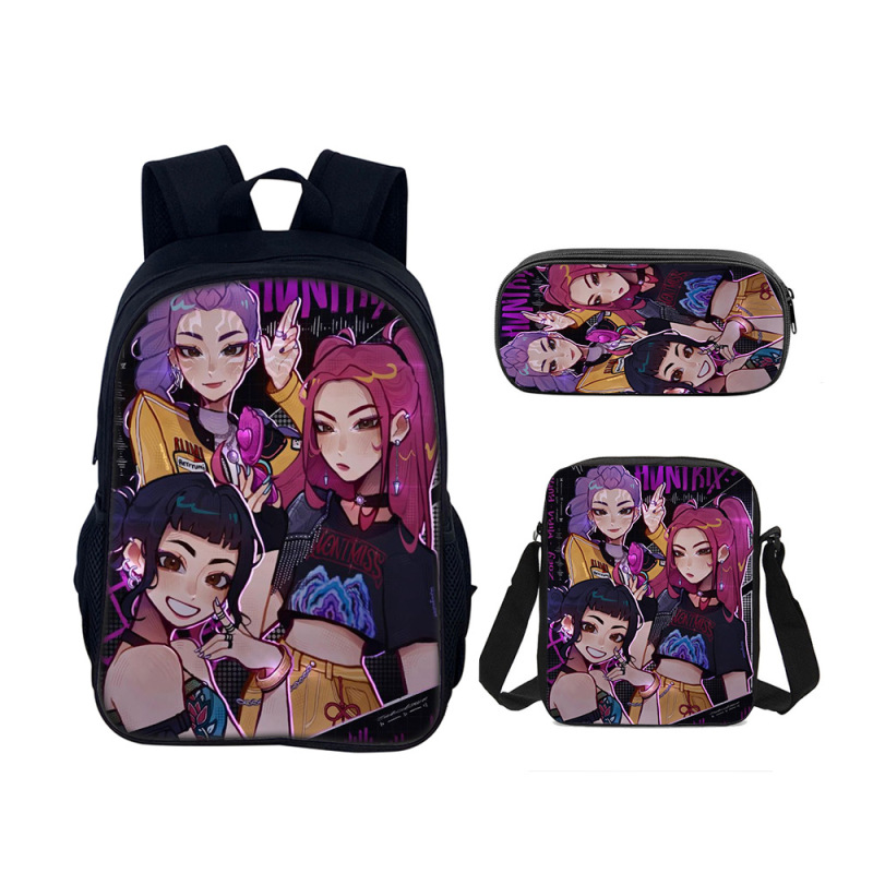 新しい Huntrix Kpop 学生スクールバッグ ショルダーバッグ ペンシルバッグ 3 点セット Kpop ハンターマン バックパック セット|undefined