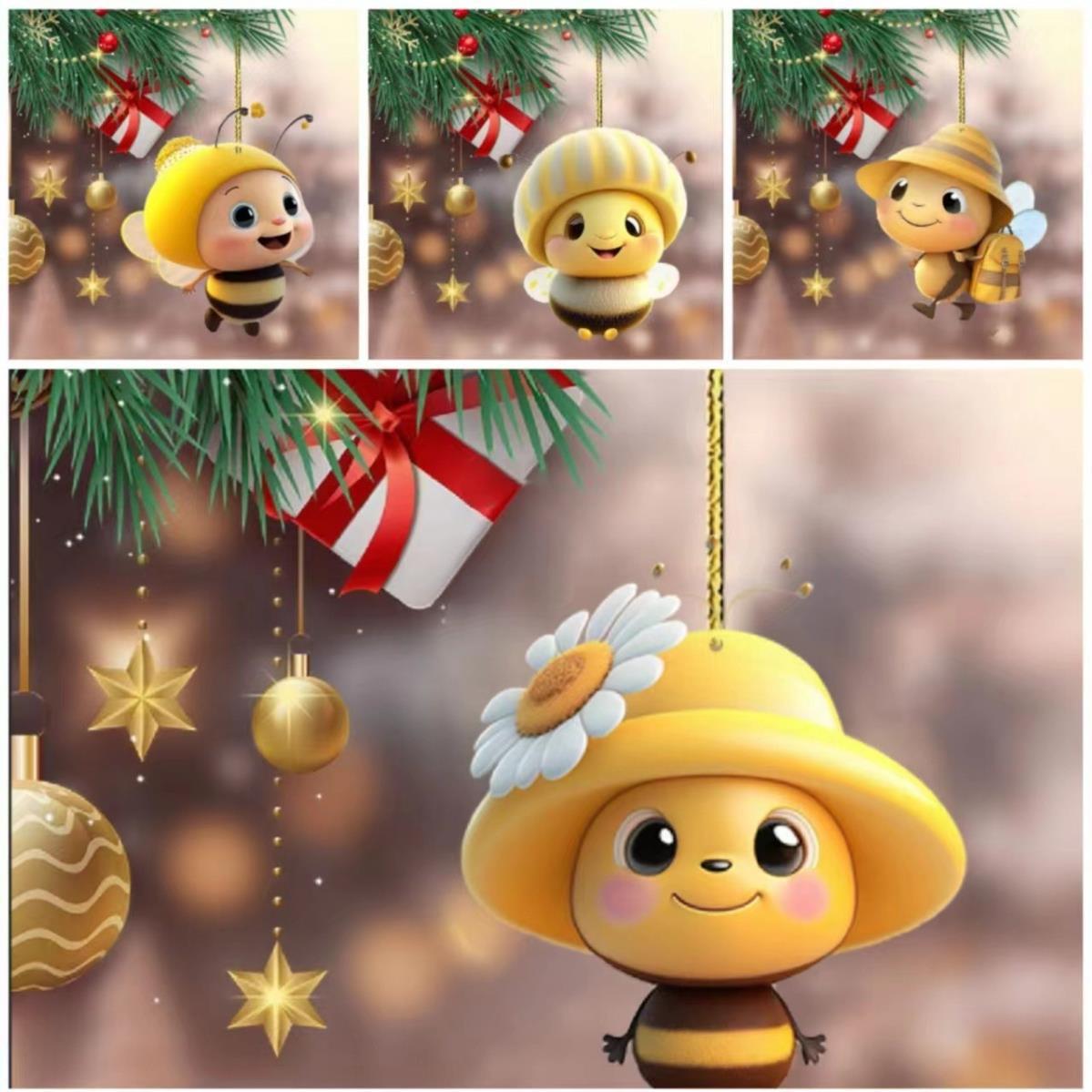 Transfronterizo Amazon nuevo pequeño abeja decoración de vacaciones colgantes de automóviles acrílico abeja decoración de vacaciones colgantes image 1